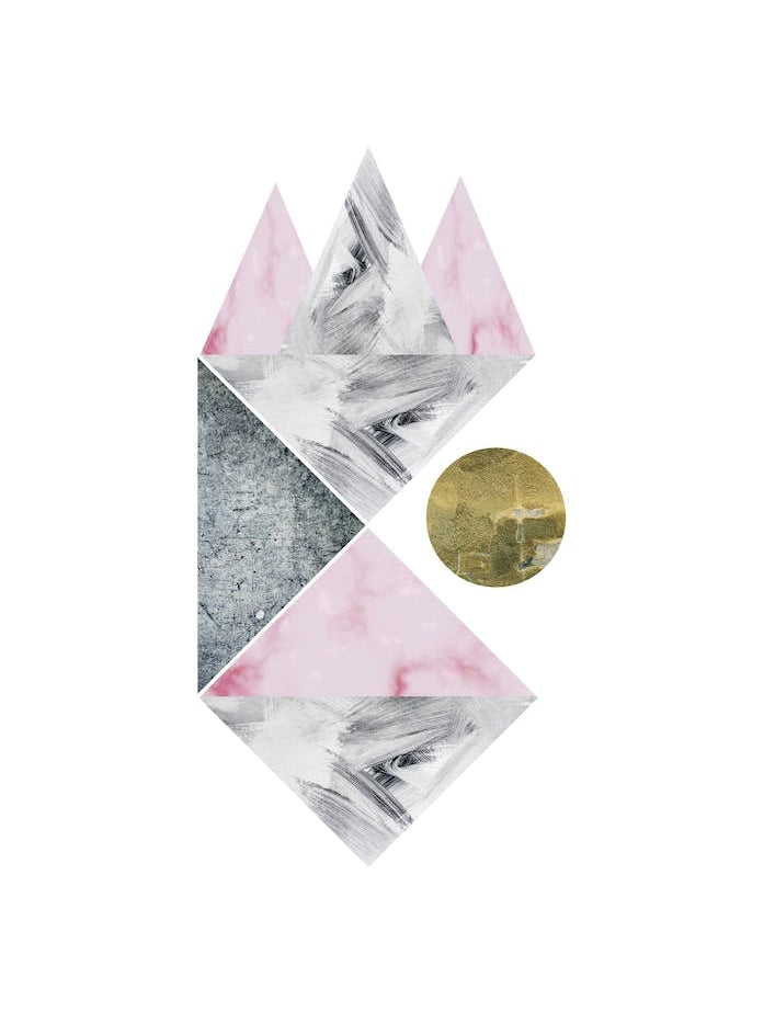 Pink, Gold and Grey Marble Abstract