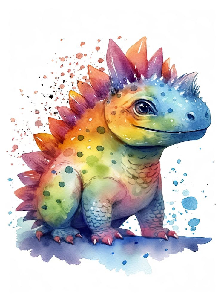Ankylosaurus Cute Dinosaur Watercolour 1