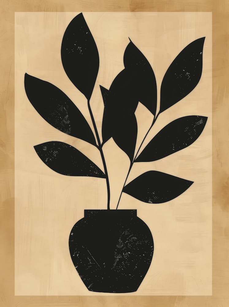 Black And White Leaves In A Vase