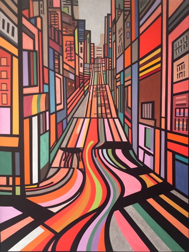 Painting Of New York  In The Style Of Minimalism 1