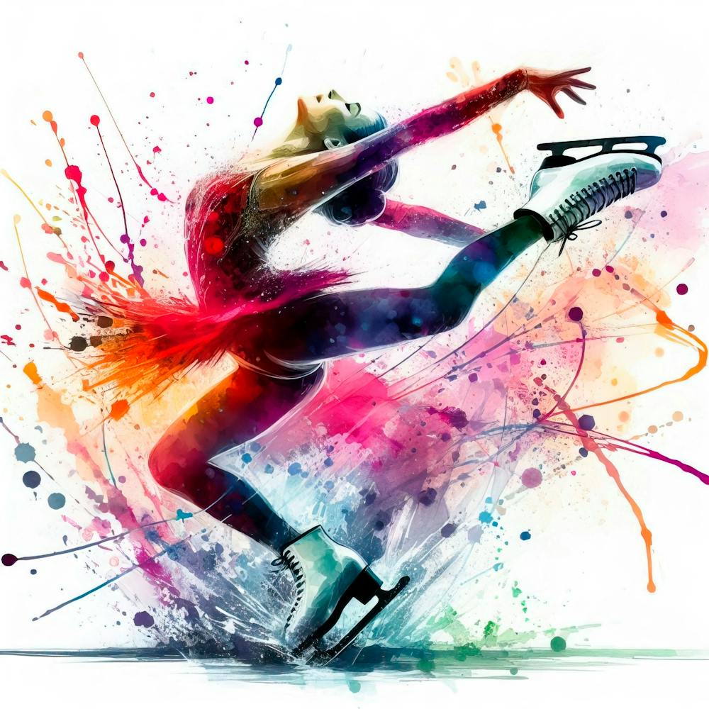 198 Figure Skating On Ice In Watercolor