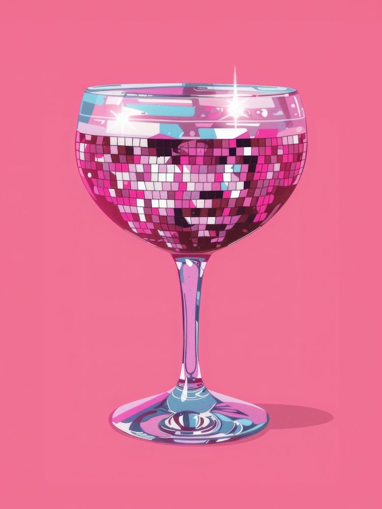 Preppy Gin Illustration On Pink Background