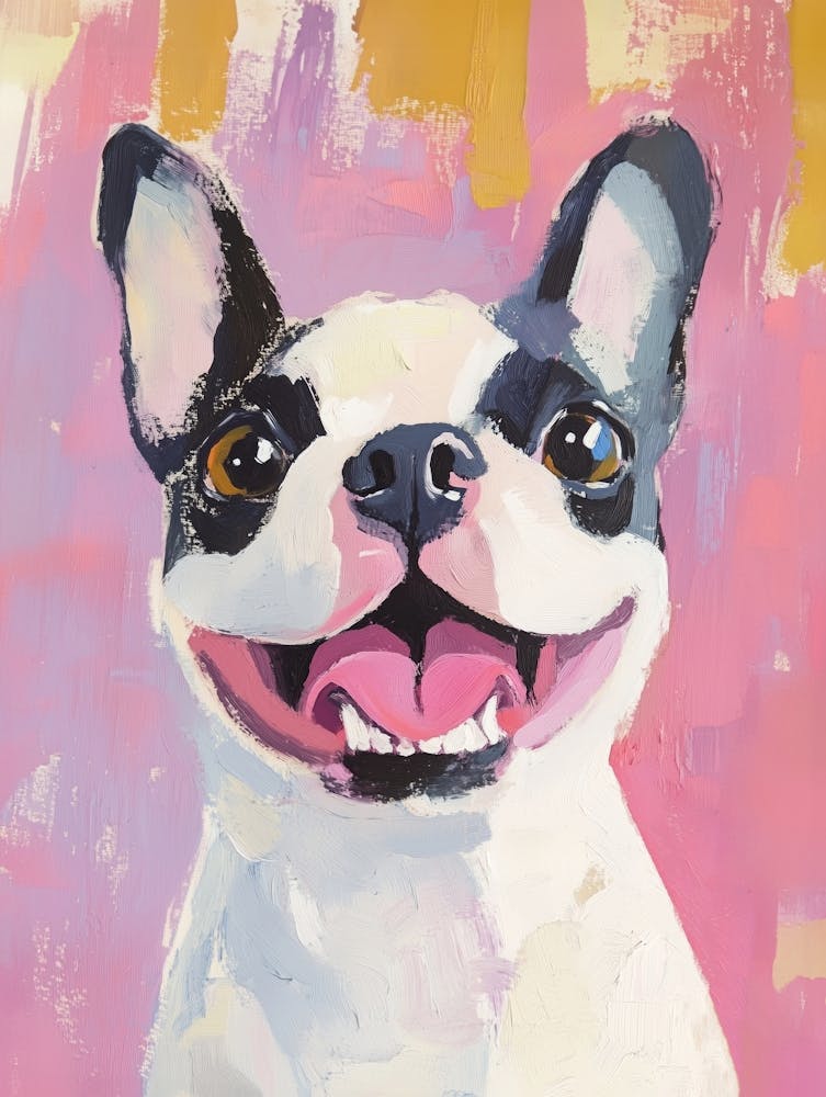 French Bulldog Portrait Gouache Painting
