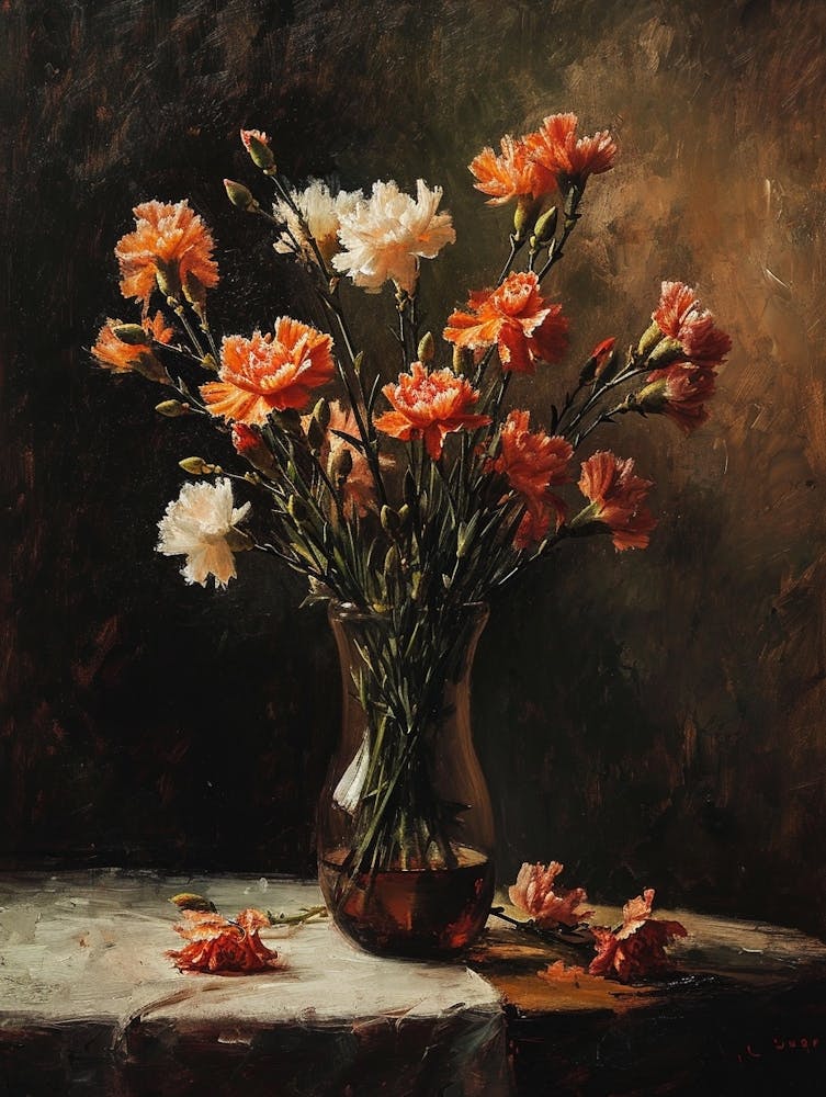 Baroque Floral Still Life Carnations 8