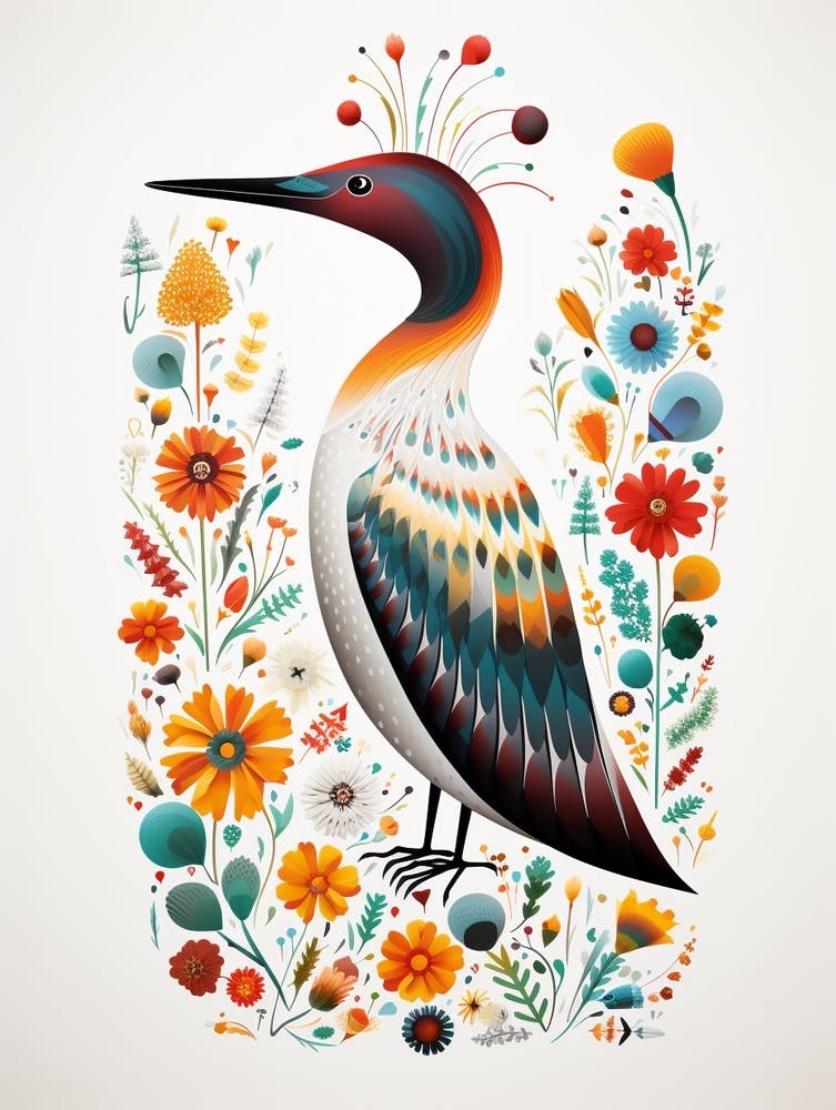 Scandinavian Bird Illustration Common Loon 4