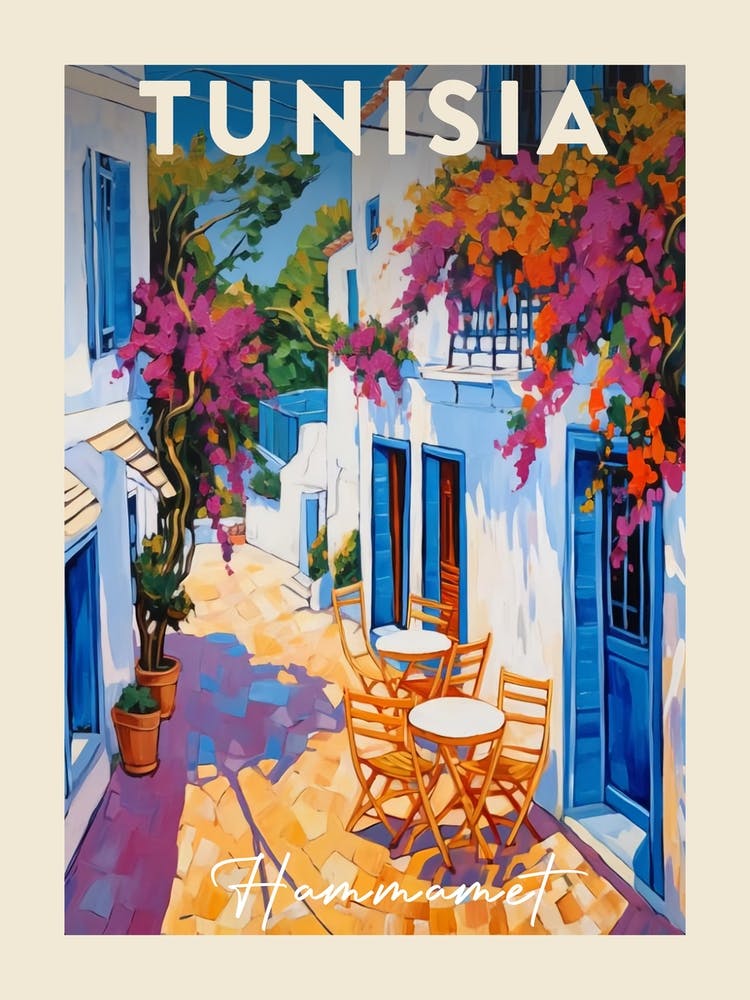 Hammamet Tunisia 3 Fauvist Painting  Travel Poster