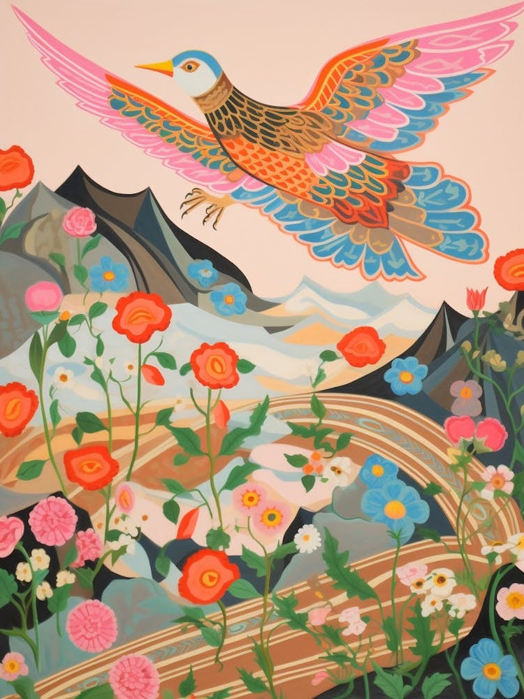 Maximalist Bird Painting Sparrow 5