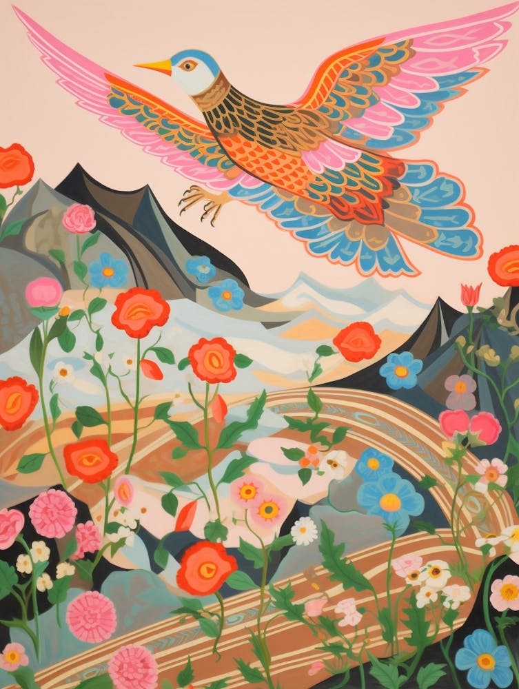 Maximalist Bird Painting Sparrow 5