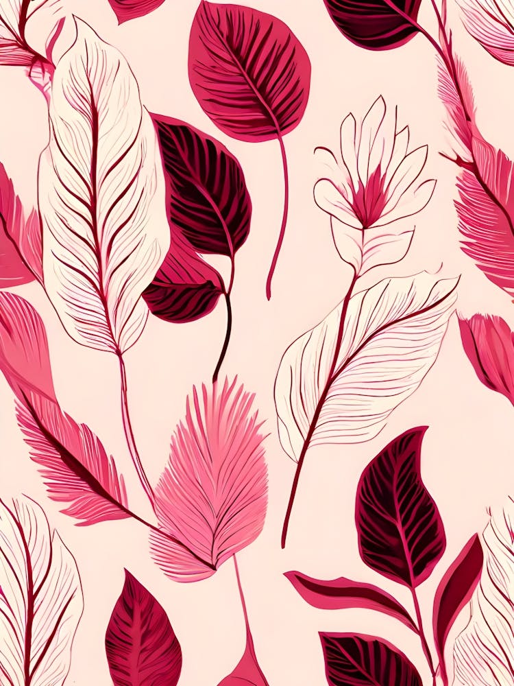 Pink Leaves Seamless Pattern
