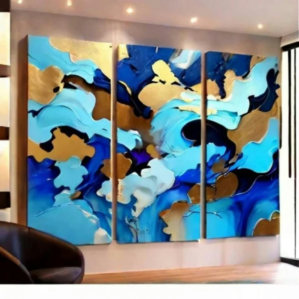 4K Blue and Gold combination Art high quality