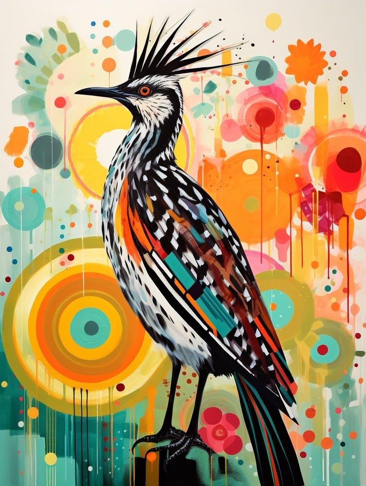 Bird Painting Collage Roadrunner 1