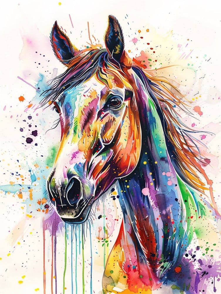 Horse Colourful Watercolour 3