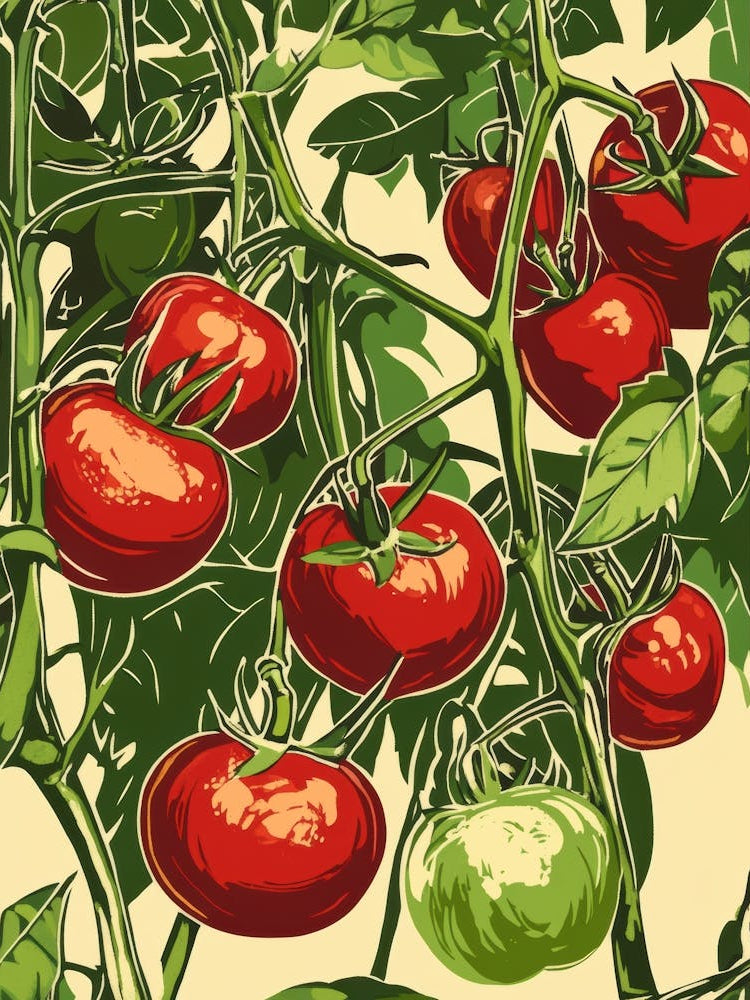 Tomato On The Vine Vector
