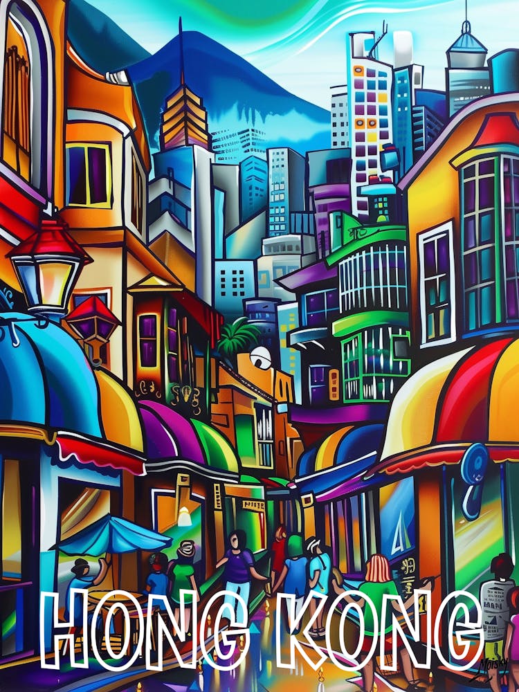Hong Kong City, Kubismus und Surrealismus, Typografie