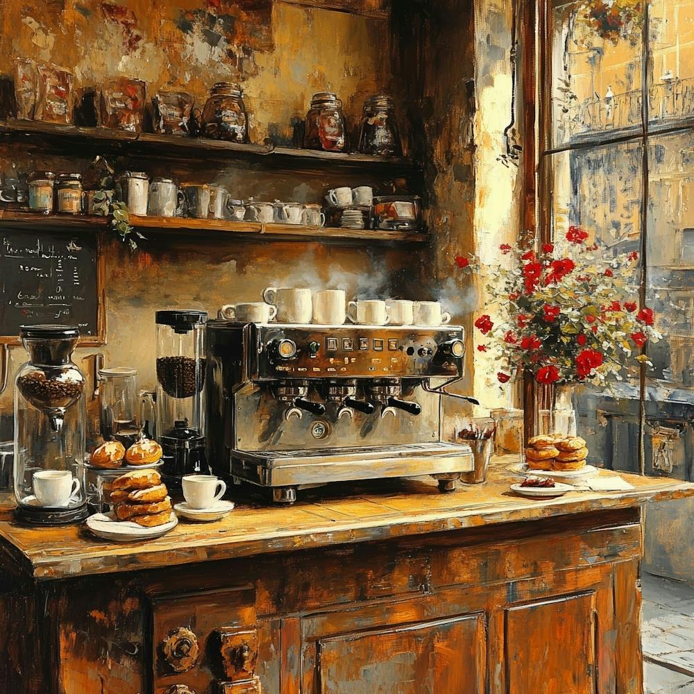 1anamulhaqueanik A Vintage Italian Caf Setting With An Espresso