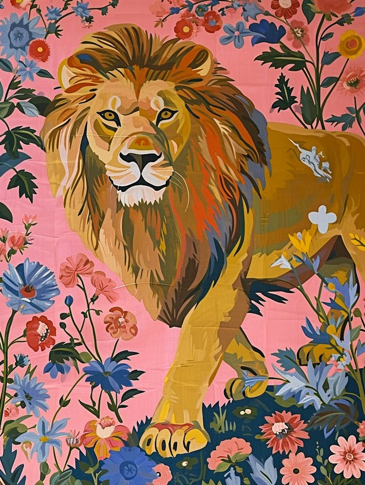 Florale Tiermalerei Löwe 1