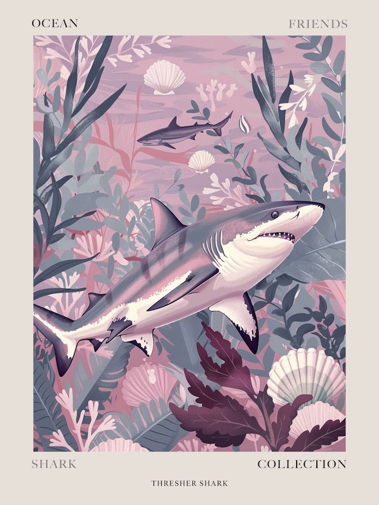 Purple Thresher Shark Illustration 2 Poster