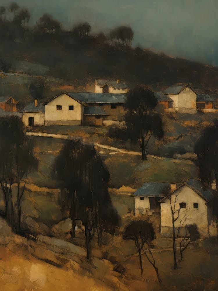 Italian Town Oil Painting