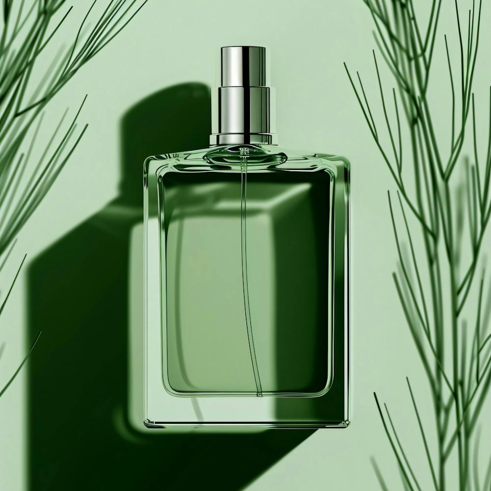 Perfume Bottle On Green Background