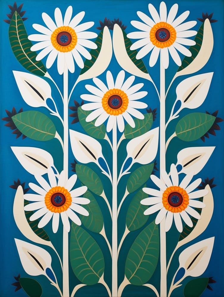 Flower Motif Painting Oxeye Daisy 2
