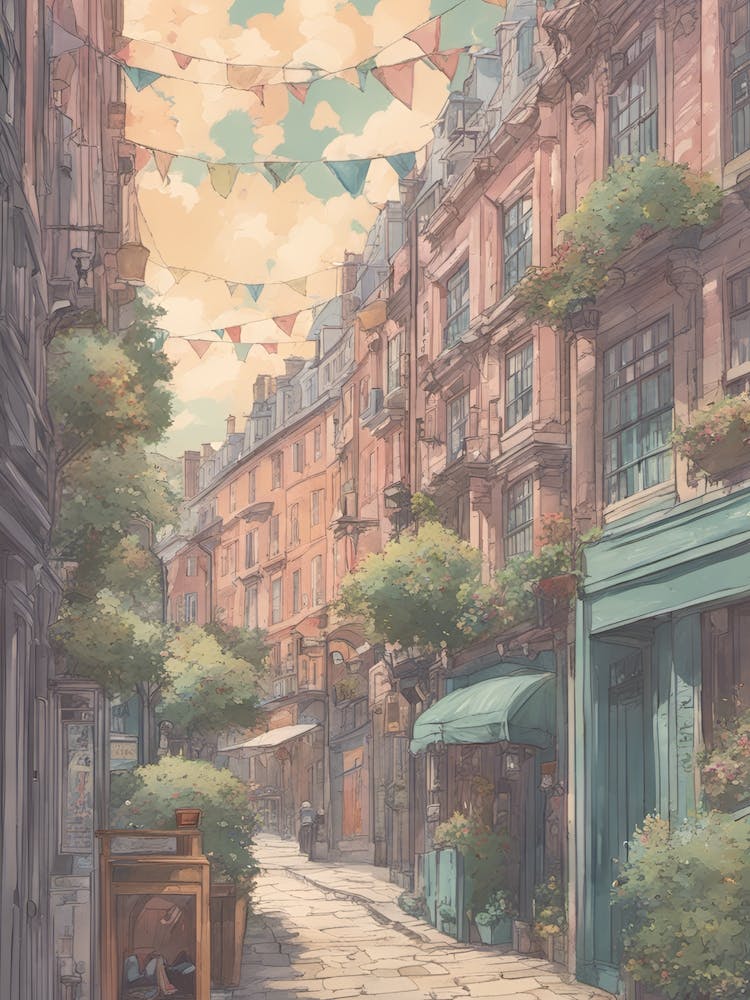 London Covent Garden Streets Market Bunting Pastel Tones