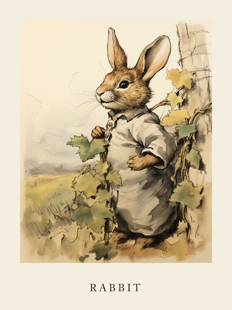 Beatrix Potter Inspired  Animal Watercolour Rabbit 5