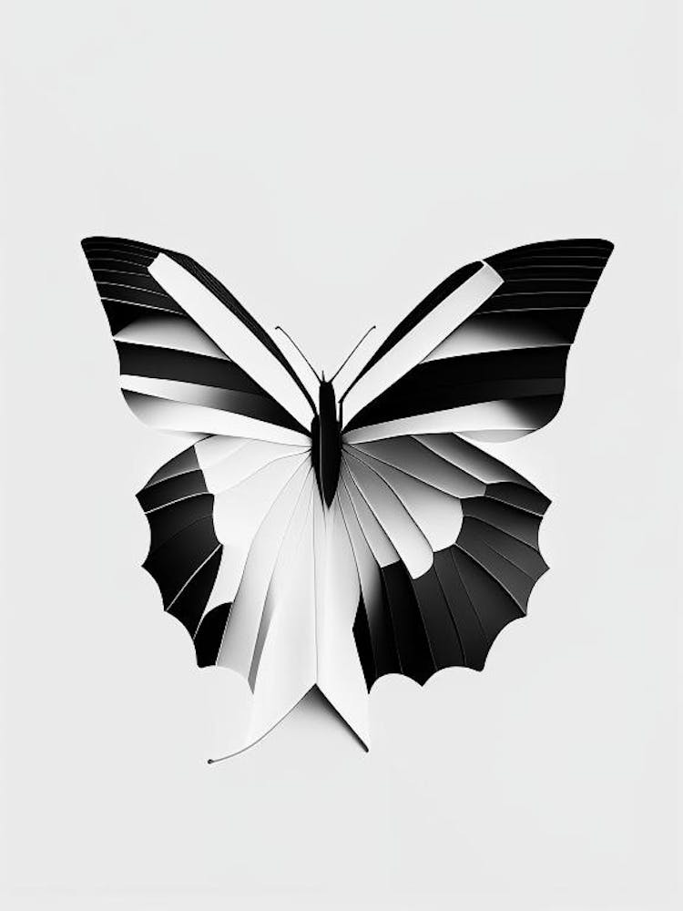 Comma Butterfly Black & White Geometric 1