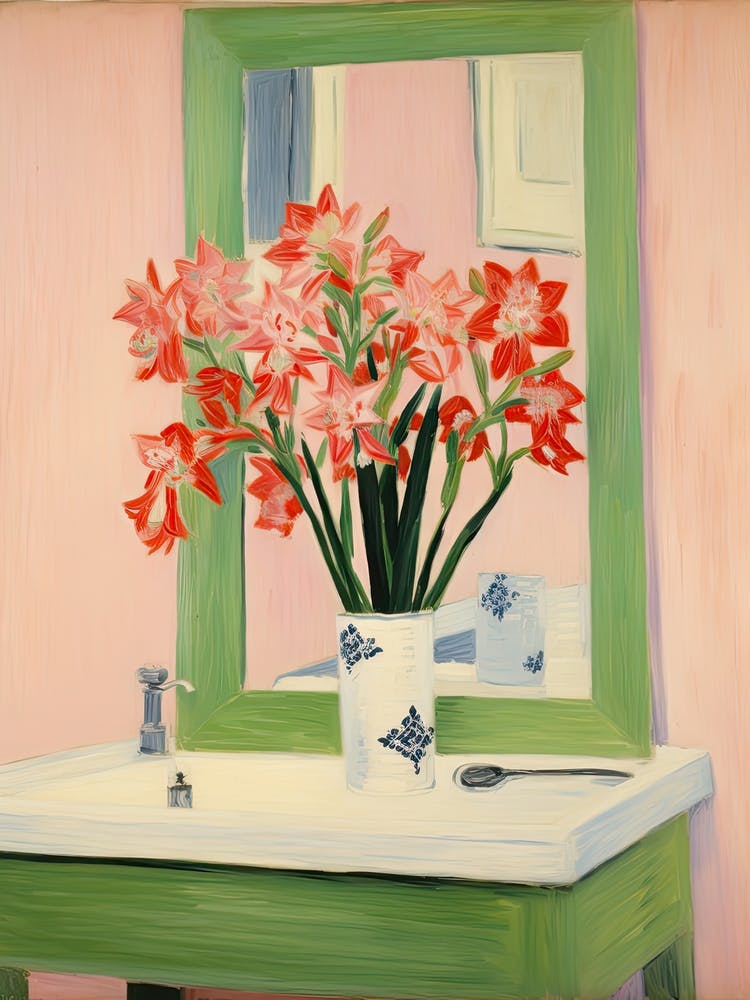 Bathroom Vanity Painting With A Gladiolus Bouquet 2