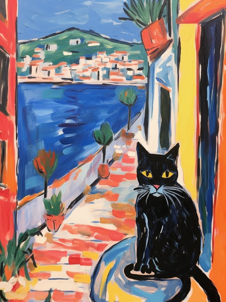 Painting Of A Cat In Saint Tropez France 3