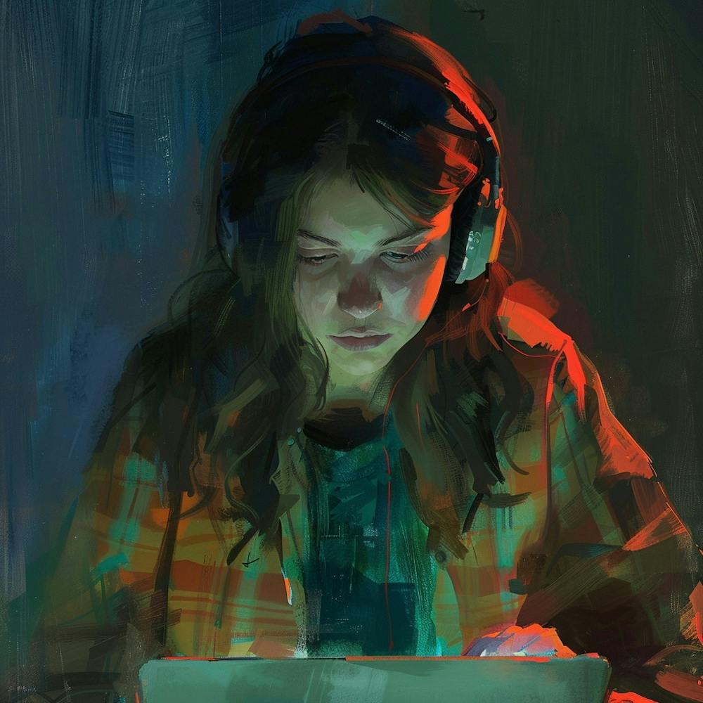 Girl With Headphones 1