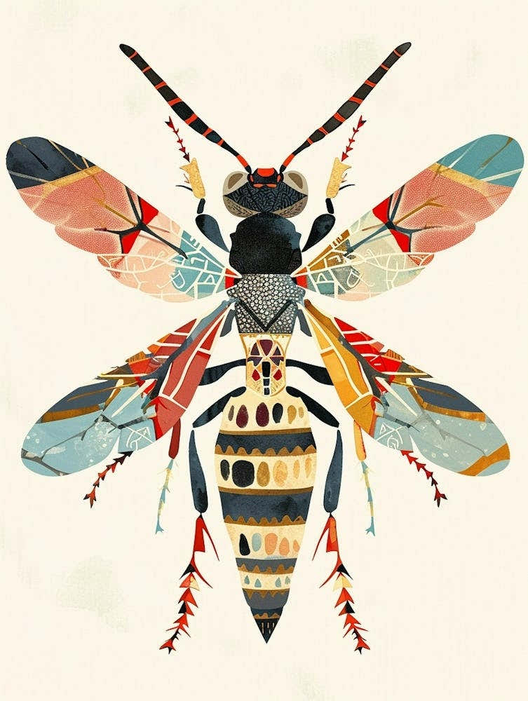 Colourful Insect Illustration Wasp 12