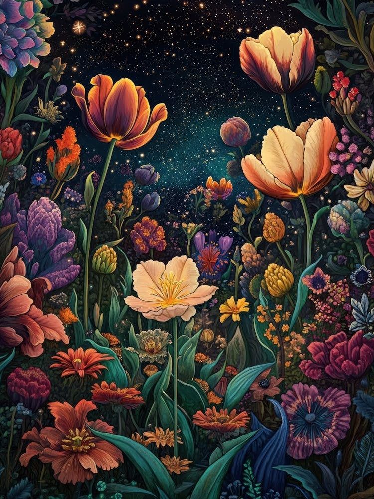 Flowers In The Night Sky