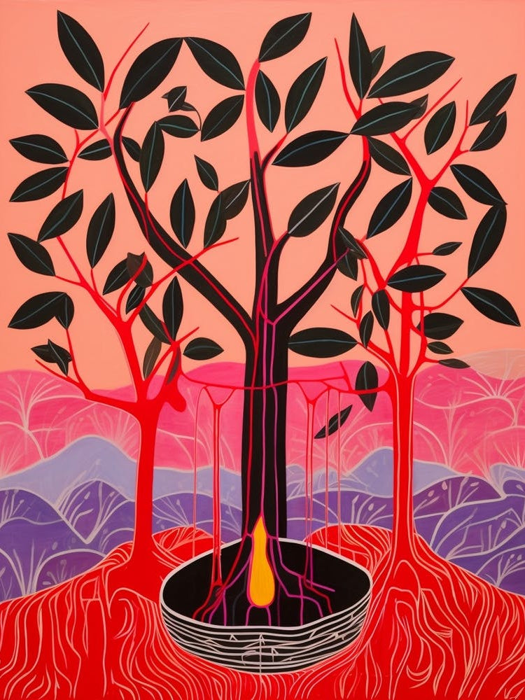 Pink And Red Plant Illustration Rubber Tree 2