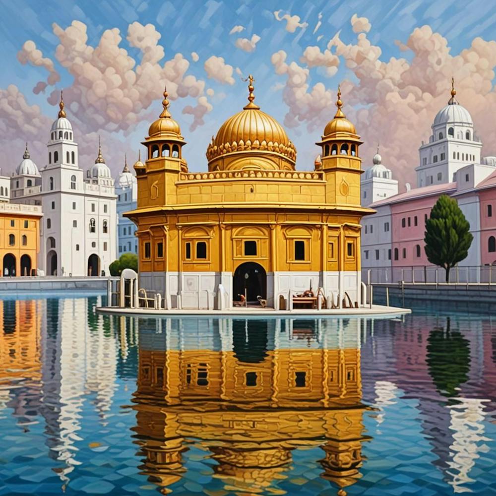 Golden Temple, India Cubism Style