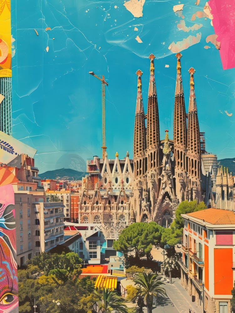 Barcelona   Retro Collage Style 1