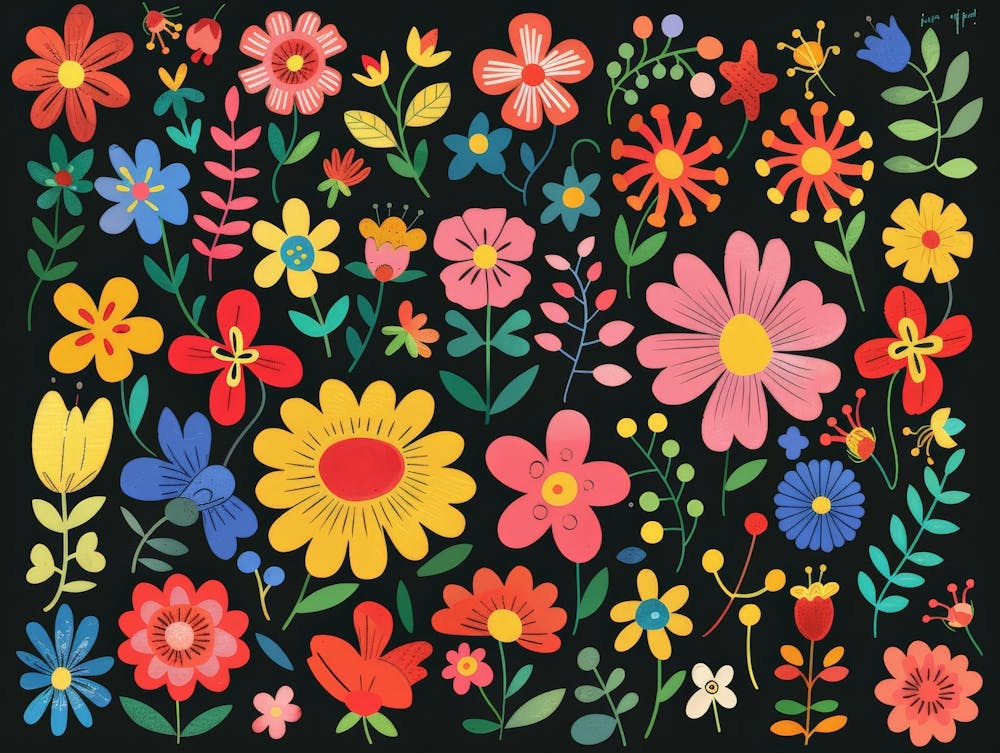 Flowers On A Black Background 1