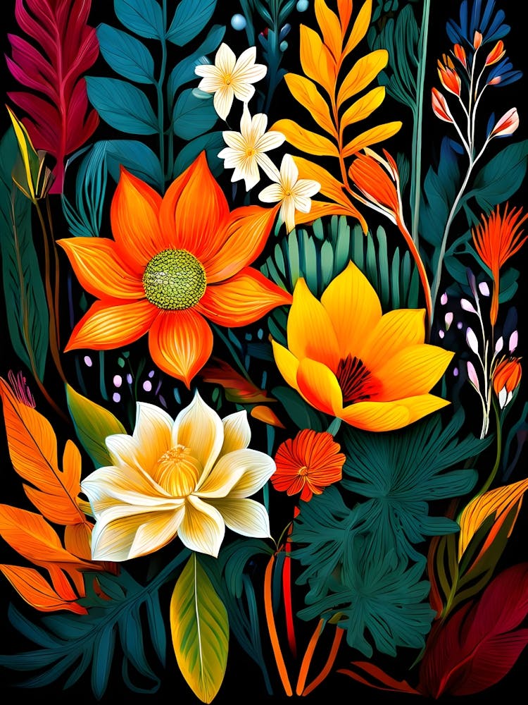Flowers On Black Background 2
