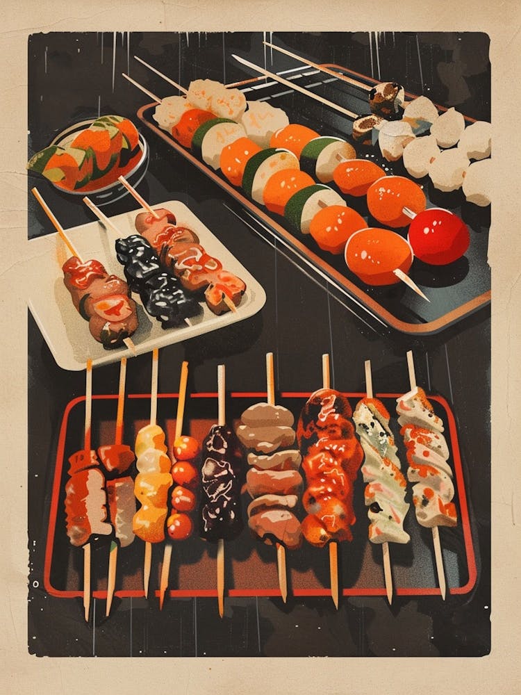 Yakitori & Yakiniku Japanischer Grill Mid-Century Modern