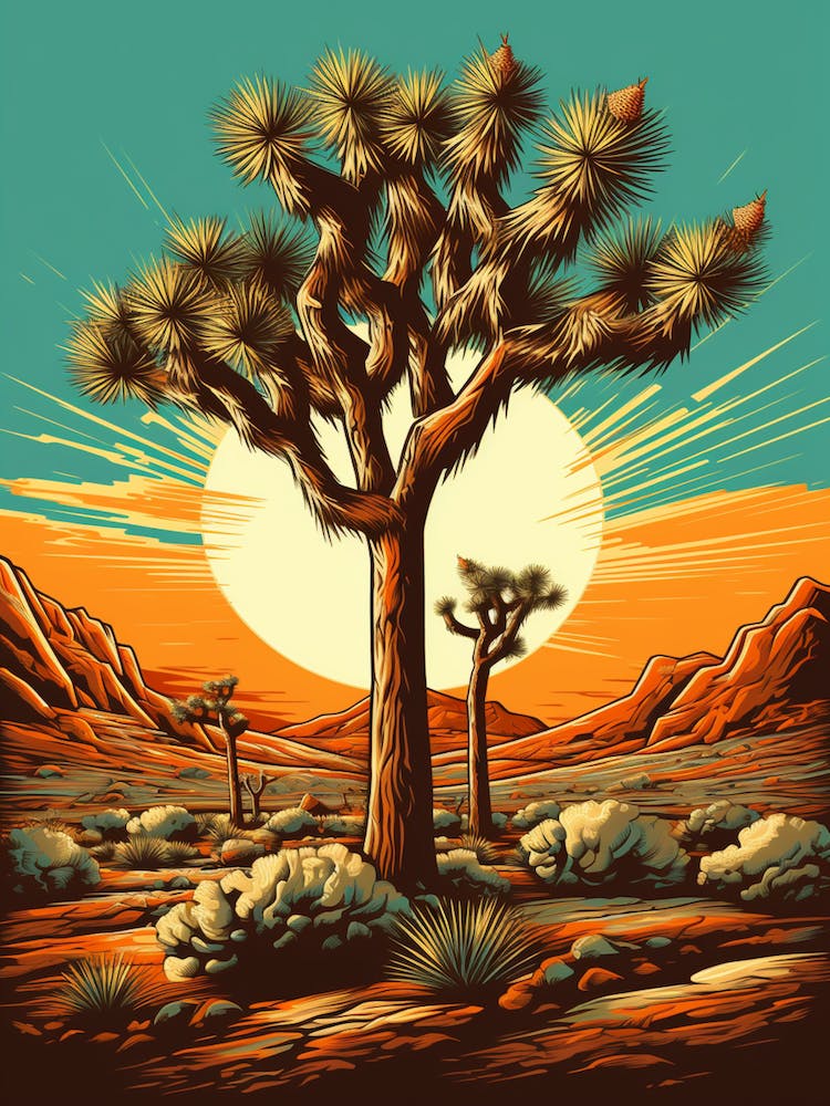 Silver Torch Joshua Tre In Retro Illustration Style (1)