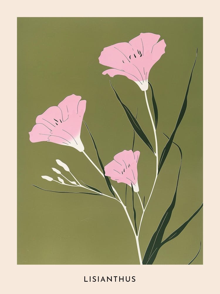 Pink & Green Lisianthus 2 Flower Poster