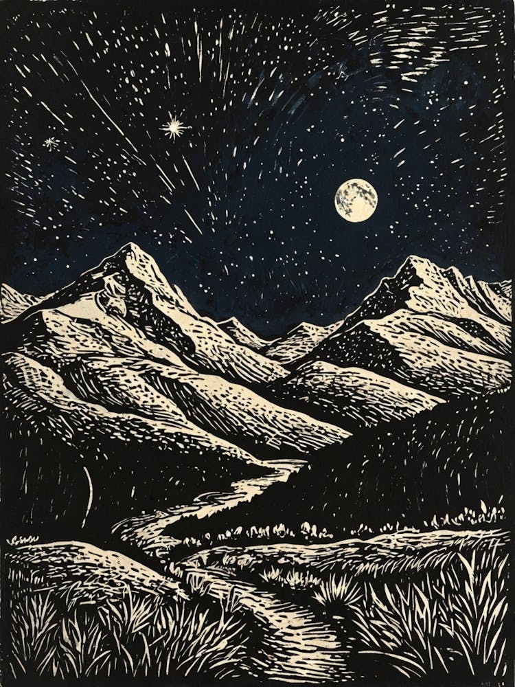 Clair de lune dans les montagnes 3