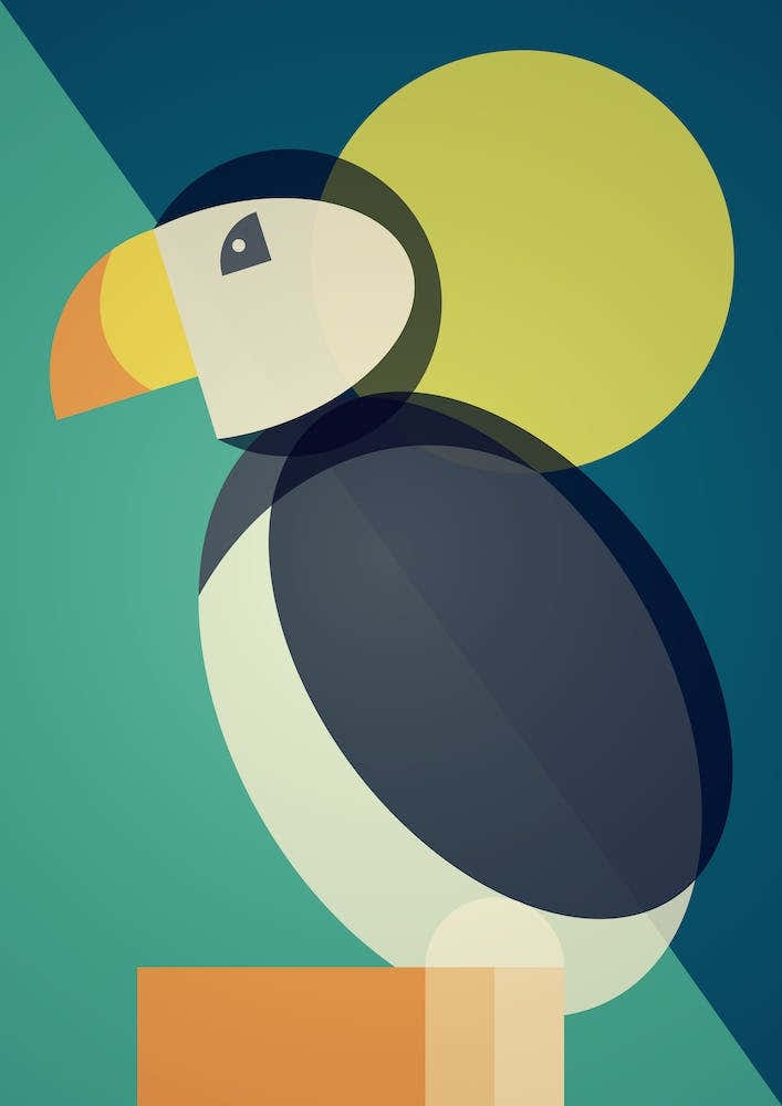 Mid Century Geometric Puffin