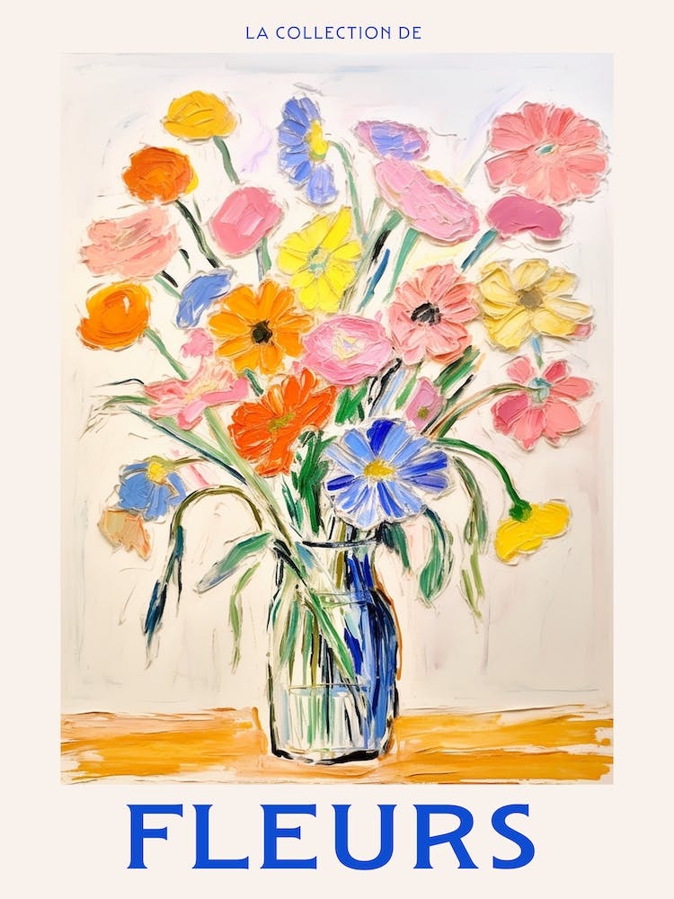 French Flower Poster Flax Flower 3