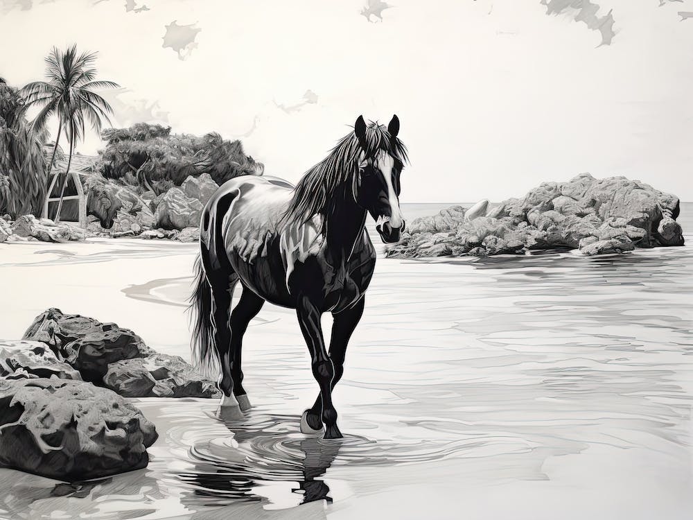 A Horse Oil Painting In Anse Cocos, Seychelles, Landscape 3