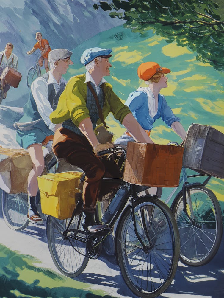 Poster Of A Group Of People Riding Bicycles