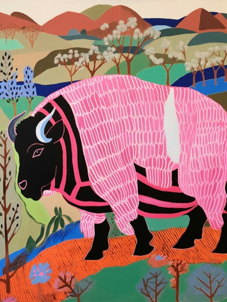 Maximalist Animal Painting Buffalo 1