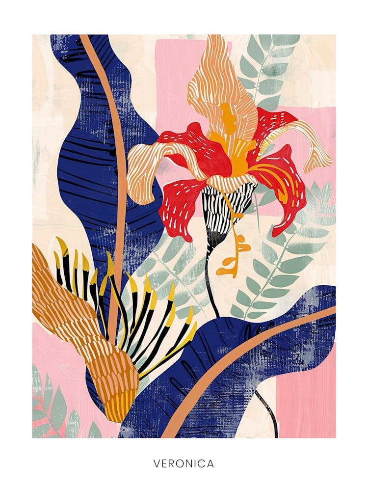 Colourful Flower Illustration Poster Veronica 3