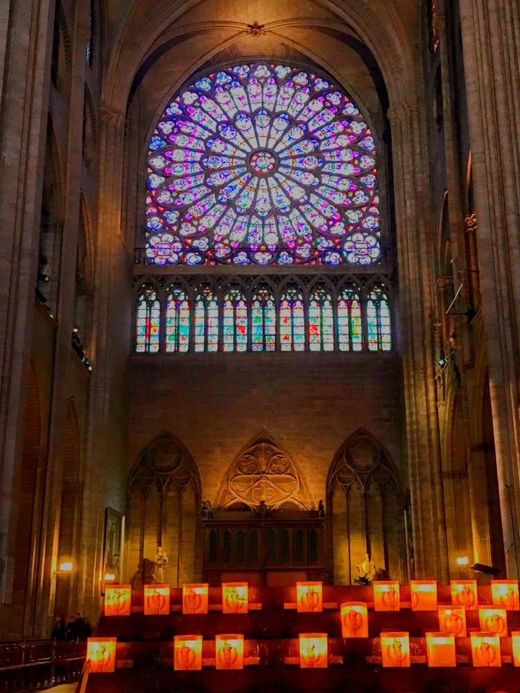 Old Notre Dame Cathedral Stain Glass and Candles (Paris Series)