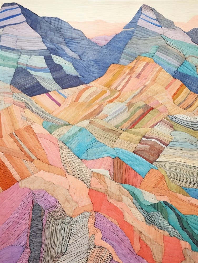 Scafell Pike England 4 Colourful Mountain Illustration