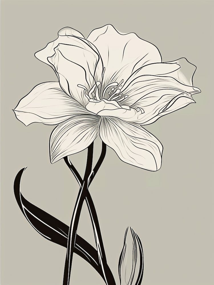 Narzissen Linienkunst Blumen Illustration Neutral 11
